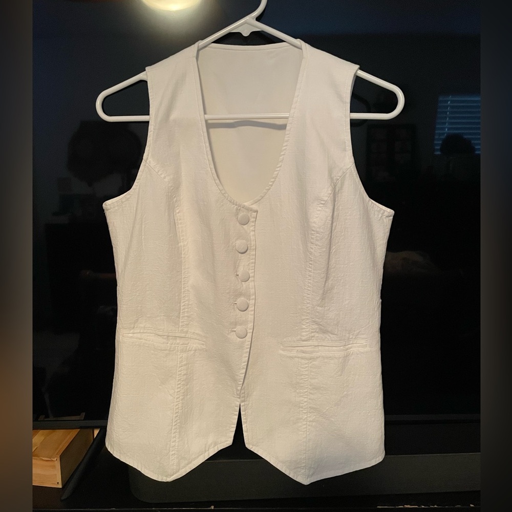 White Button-Up Vest